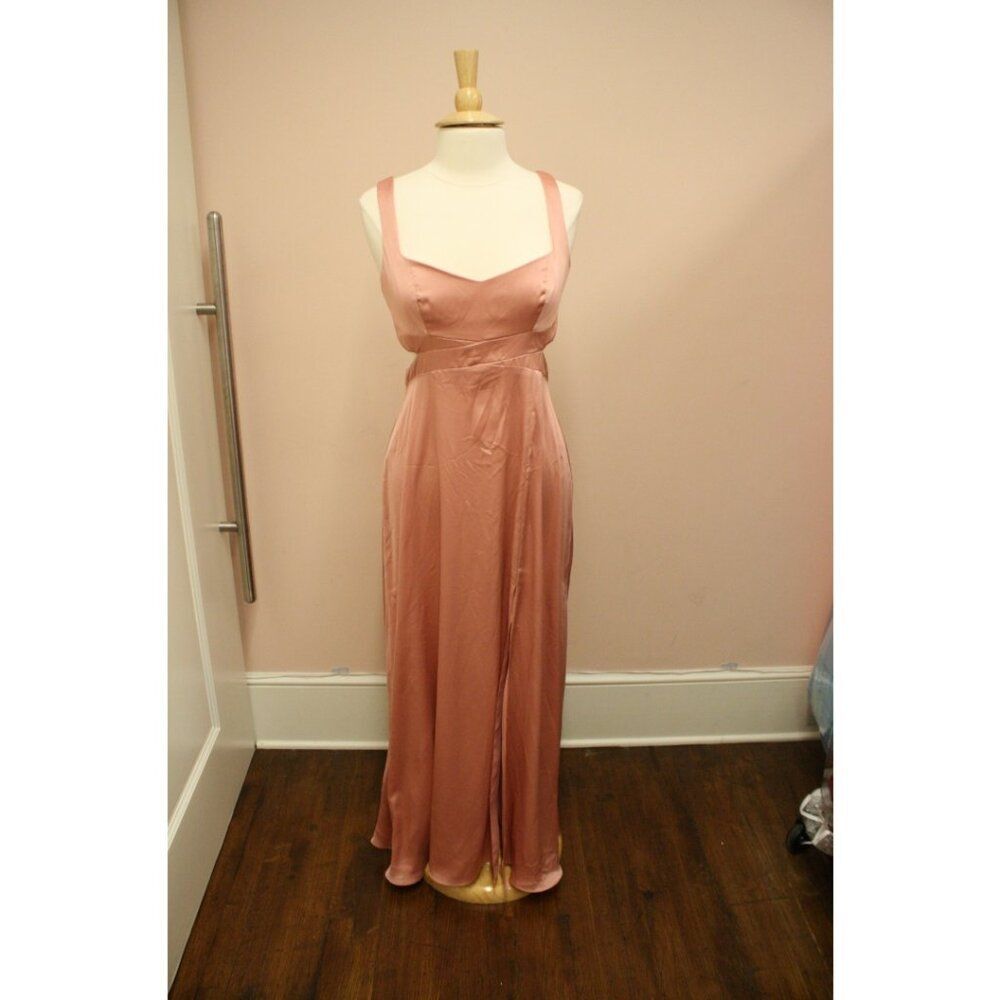 Dessy After Six Satin Long Desert Rose Formal Bridesmaid Dress